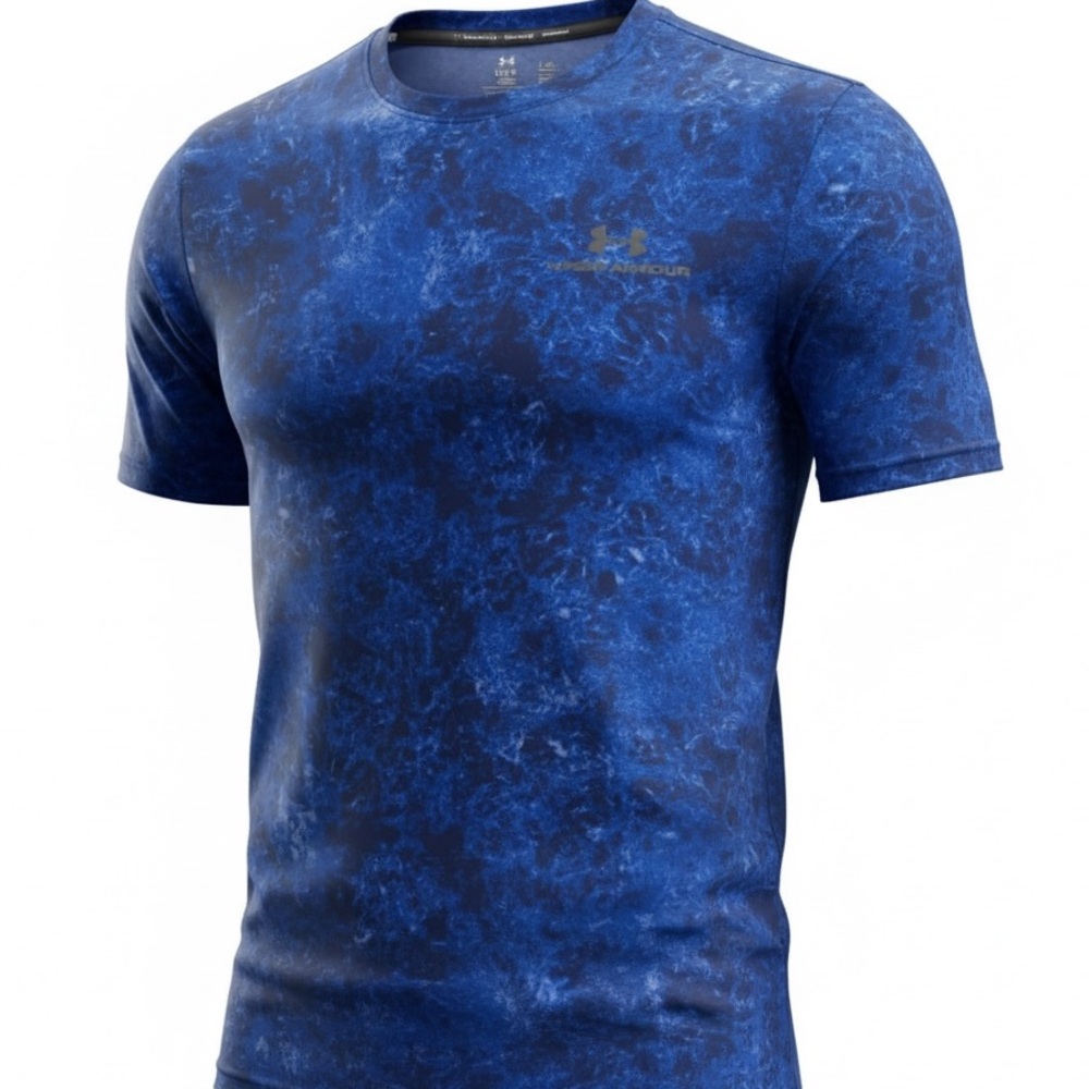Under Armour Men’s HeatGear Performance T-Shirt Blue Camo Size Large